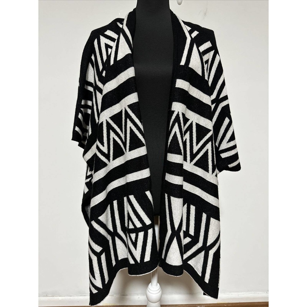 Forever 21 Geometric Print Drape Knit Poncho Cardigan Sweater Sz S/M/L